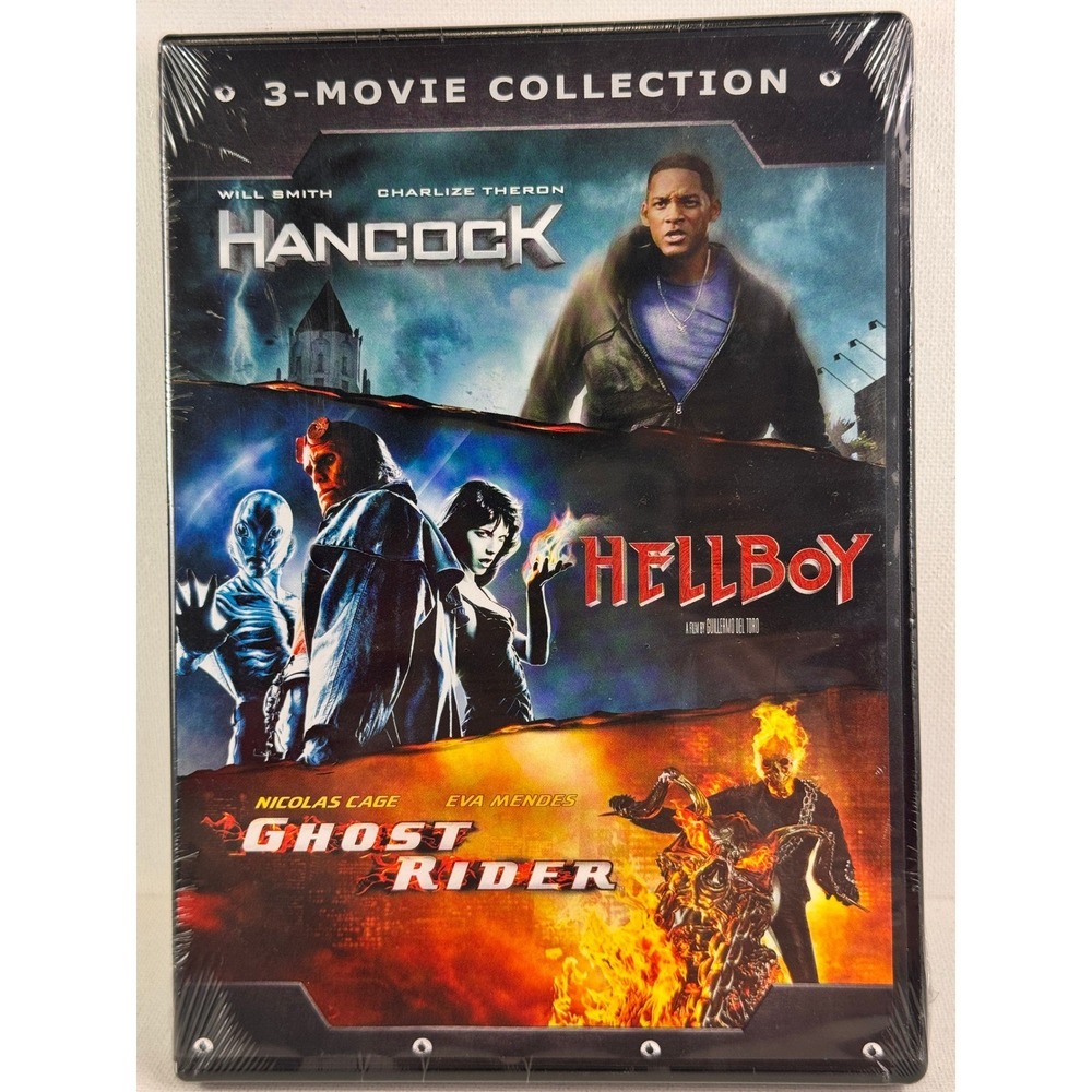 3 Movie‎ Collection Hancock Hellboy Ghost Rider DVD Will Smith Nicolas Cage